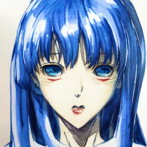 Image similar to watercolor sketch of rei ayanami