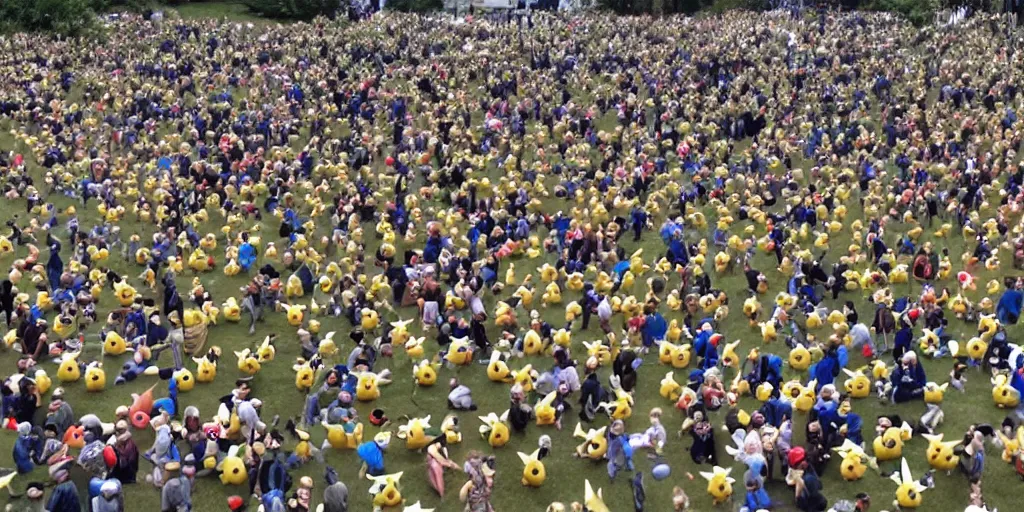 Image similar to an army of pokemon taking over the world