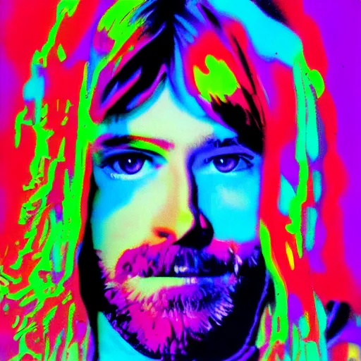 Prompt: abstract Kurt Cobain, psychedelic