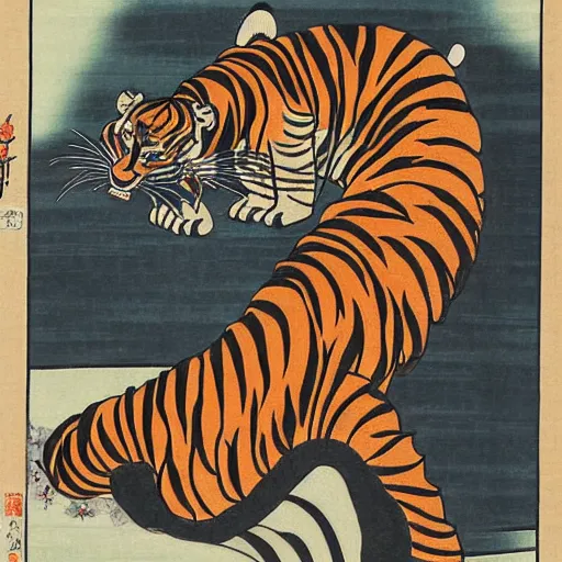 Image similar to tiger , ukiyo-e art