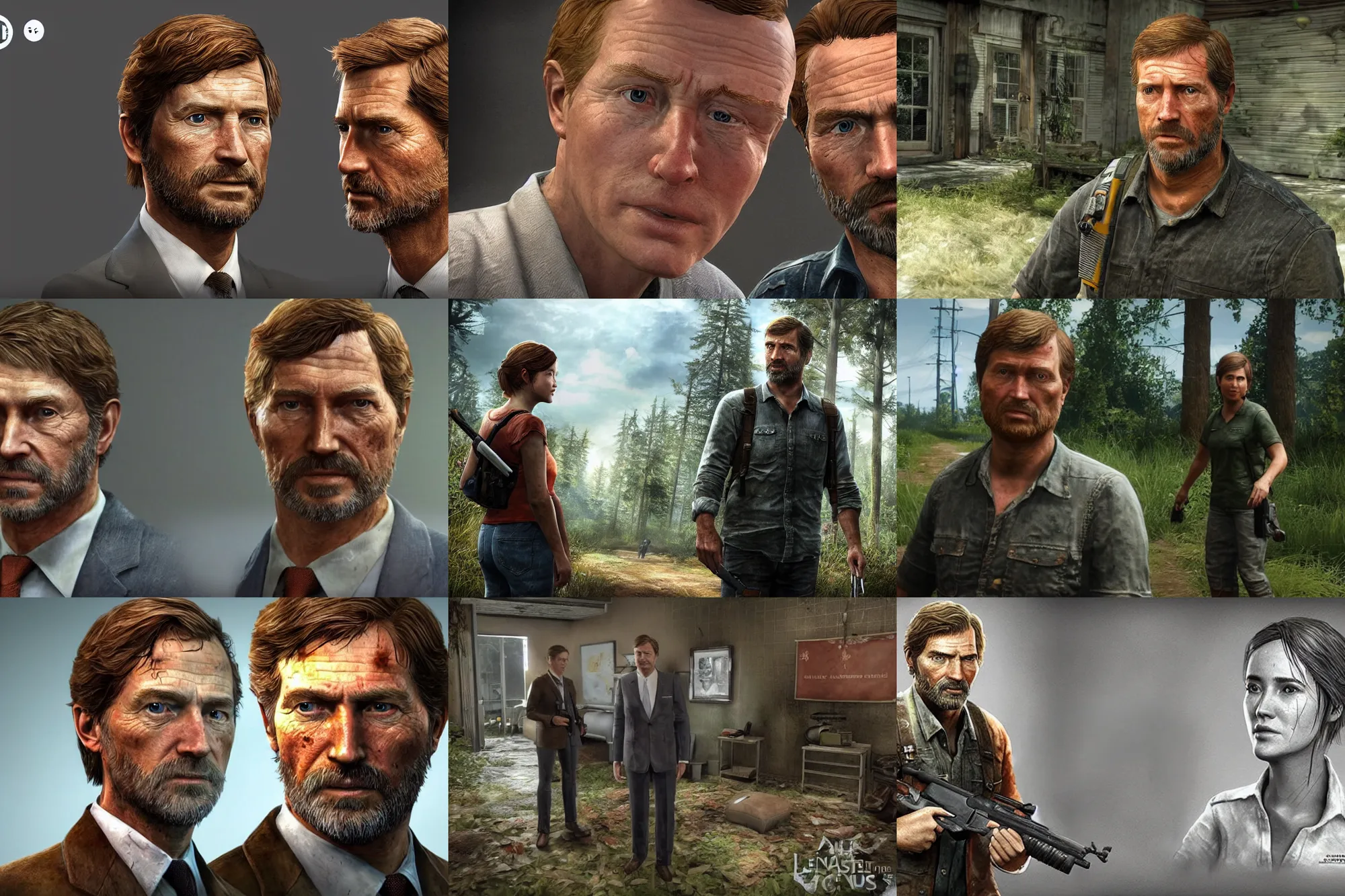 Prompt: a screenshot of king willem alexander of the netherlands in the video game the last of us. 3 d rendering. unreal engine. amazing likeness. very detailed. cartoon caricature.