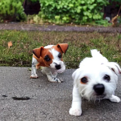 Image similar to cyborg cabbage fights jack russell terrier