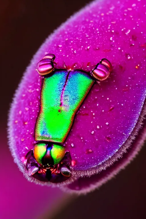 Image similar to high quality macro photo iridescent cyborg caterpillar! cute highly detailed david ligare elson peter cinematic pink lighting high quality low angle hd 8k sharp shallow depth of field