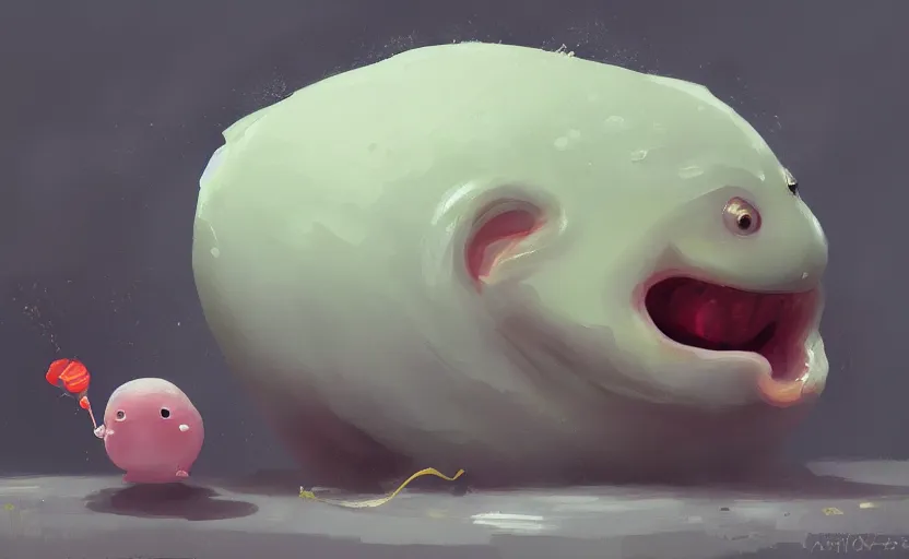 Image similar to A painting of Blobfish Smoothie trending on artstation in the style of Greg Rutkowski