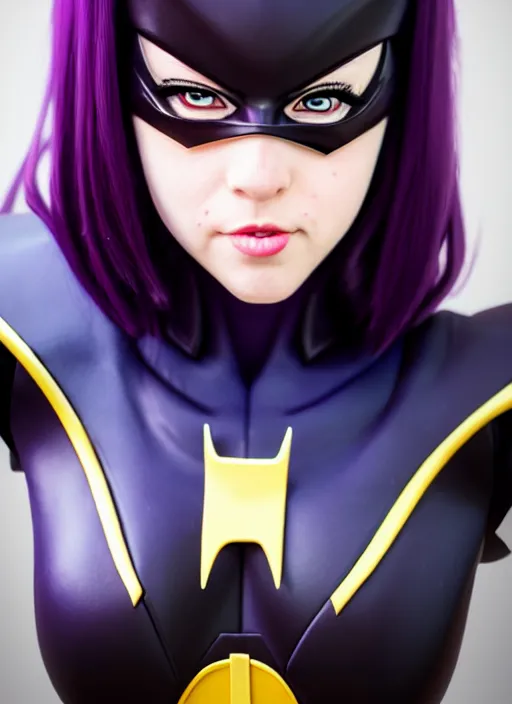 Prompt: full-body portrait Anime batgirl cosplay girl cute-fine-face, pretty face, realistic shaded Perfect face, fine details. Anime. realistic shaded lighting by katsuhiro otomo ghost-in-the-shell, magali villeneuve, artgerm, rutkowski Jeremy Lipkin and Giuseppe Dangelico Pino and Michael Garmash and Rob Rey