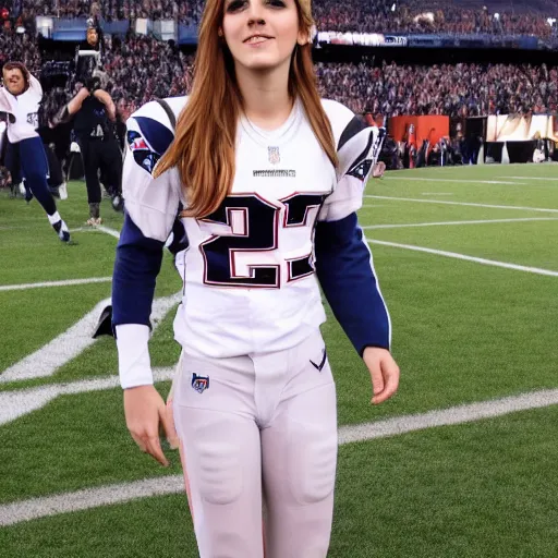 Image similar to emma watson in new england patriots football uniform