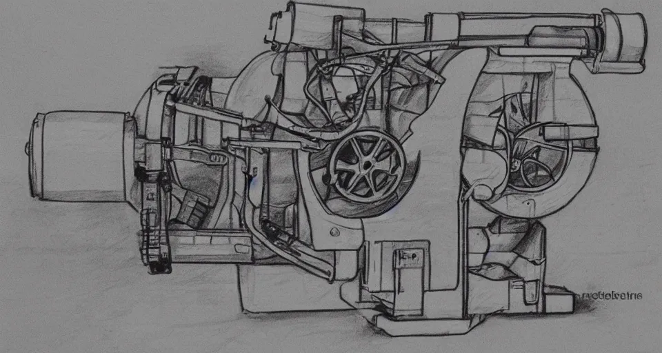 Prompt: a pencil sketch of a new machine which can make unlimited energy