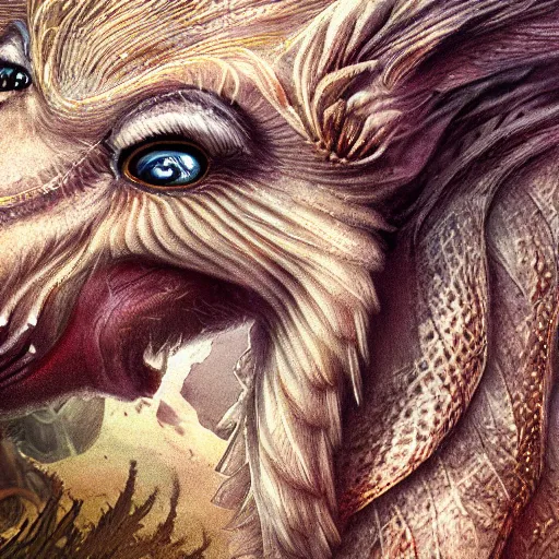 Image similar to a small mythical creature, close shot, stunning detail, highly detailed digital art