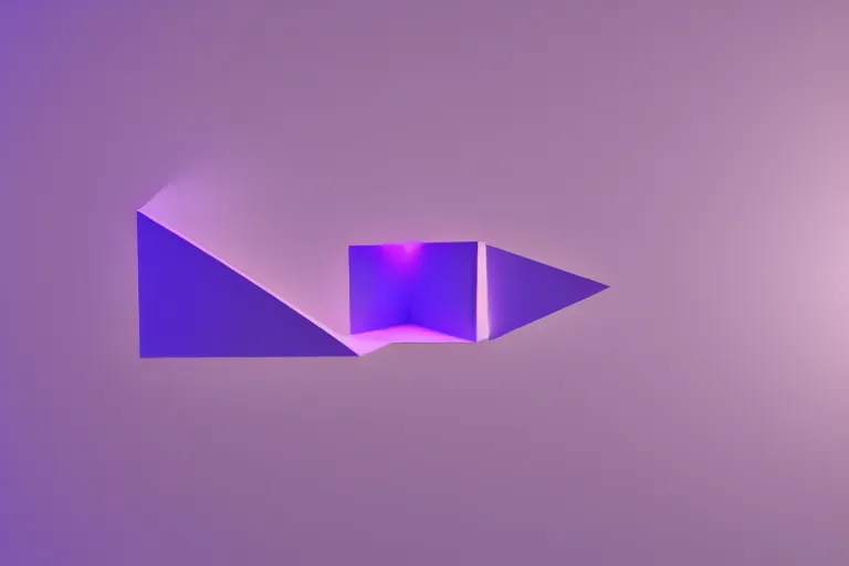 Image similar to clay rendering of simple angular geometric shapes with sharp edges, the shapes are made of matte plastic, matte material, small fluorescent tube lights illuminate the shapes, cool purple grey lighting, cgi, ambient occlusion, masterwork, instagram, 3 d design, advertising visualization, splash page, widescreen 4 k