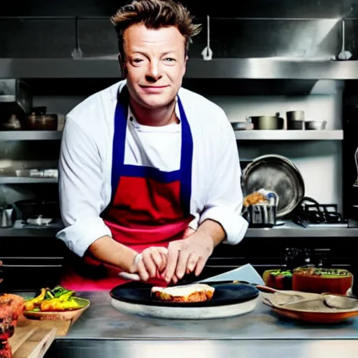 Image similar to jamie oliver cooking in space