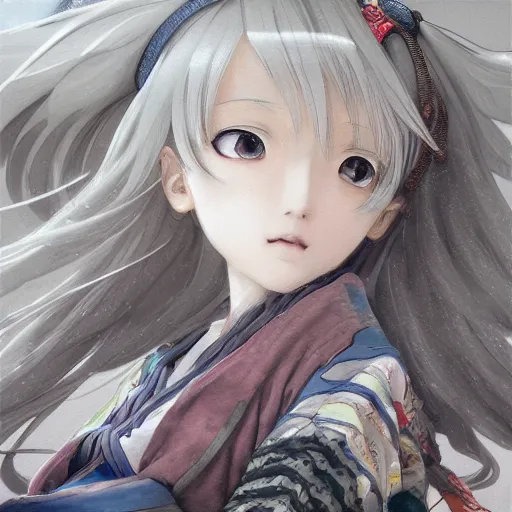 Image similar to dynamic composition, motion, ultra-detailed, incredibly detailed, a lot of details, amazing fine details and brush strokes, colorful and grayish palette, smooth, HD semirealistic anime CG concept art digital painting, watercolor oil painting of a Japanese schoolgirl, by a Chinese artist at ArtStation, by Huang Guangjian, Fenghua Zhong, Ruan Jia, Xin Jin and Wei Chang. Realistic artwork of a Chinese videogame, gradients, gentle an harmonic grayish colors.