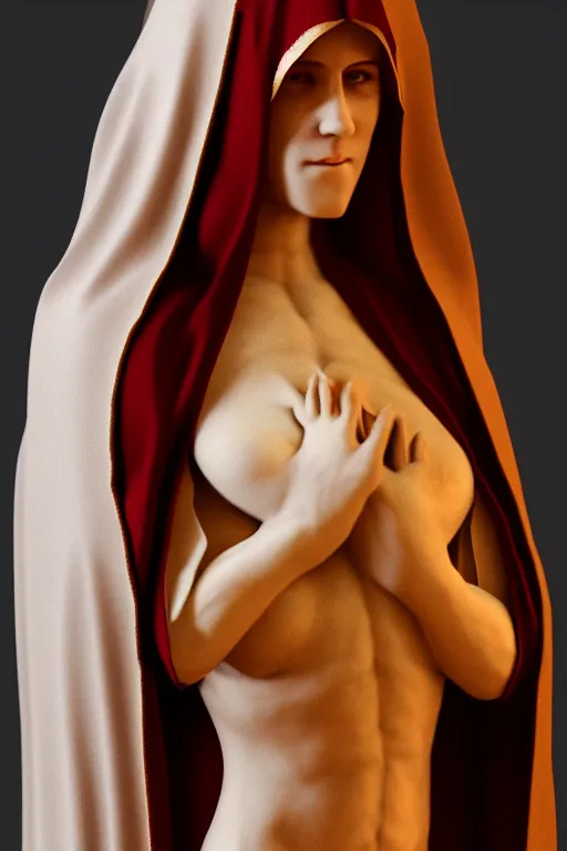 Image similar to a highly detailed and realistic photo of the virgin mary cosplay on a satansite party, artstation, 4 k, correctly anatomy, good light