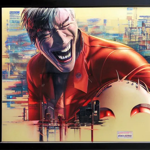 Prompt: laughing man, ghost in the shell, by noriyoshi ohrai