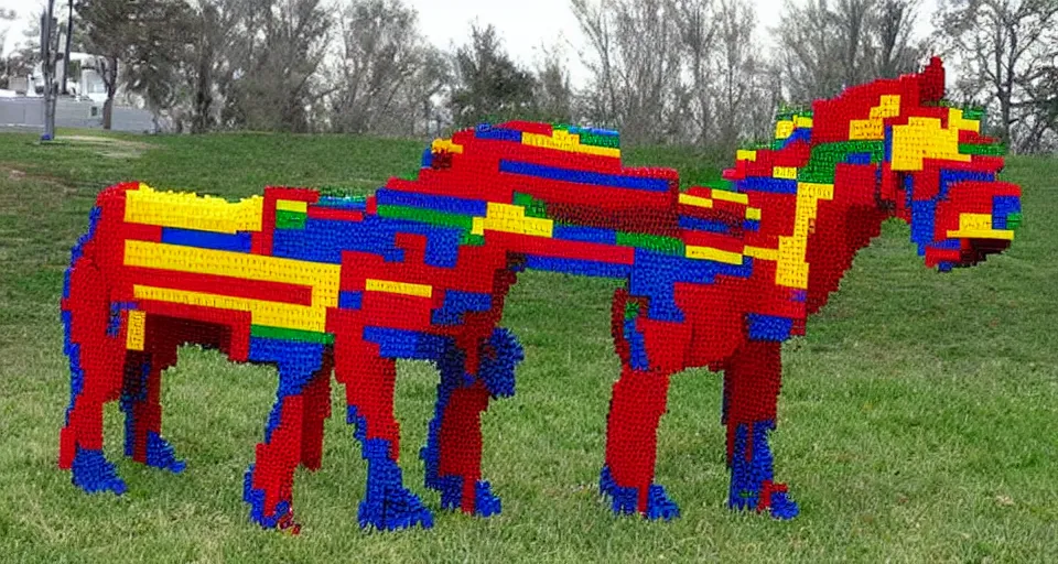 Prompt: horse made out of legos