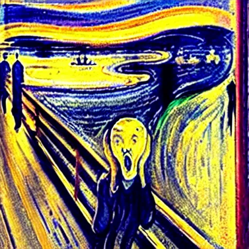 Prompt: the scream by Edvard munch, photograph