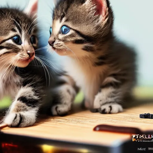 Image similar to an amazing award winning photo of kittens playing in a band, very detailed and sharp, 4k hdr, masterpiece