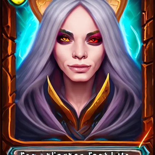 Prompt: Portrait of a sorceress, Hearthstone official trending art, exagerated accurate details, trending on MasterpieceStation in category 'Perfect eyes'