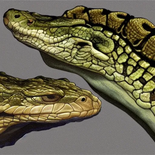 Image similar to rattlesnake and crocodile morphed together, half crocodile half rattlesnake, hyperrealism