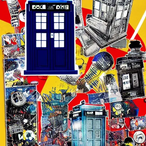 Image similar to collage of the TARDIS from Doctor Who by Sandra Chevrier