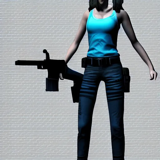 Image similar to jill valentine by bill watterson. 3 d render.