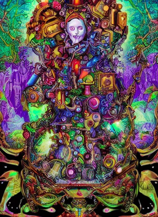 Image similar to machine elves in wonderland,dmt, portal, wonderland