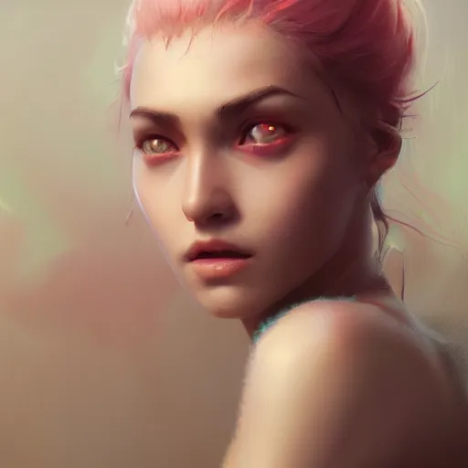 Image similar to a sensual portrait of a female huggy wuggy from poppy playtime video game, oil painting, Greg Rutkowski, Charlie Bowater, Beeple, unreal 5, DAZ, hyperrealistic, octane render, RPG portrait, dynamic lighting, fantasy art, beautiful face