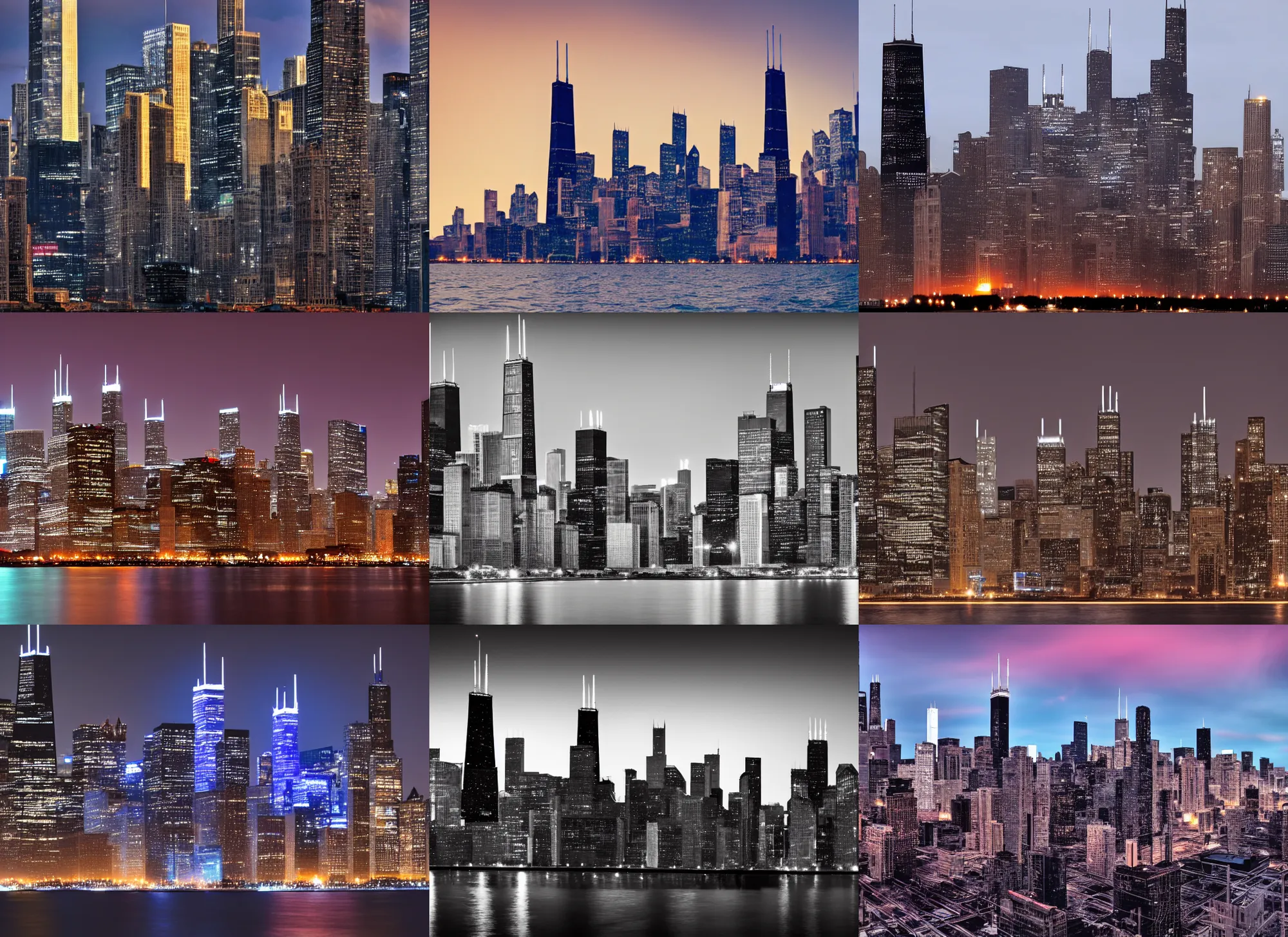 Prompt: cyberpunk chicago skyline