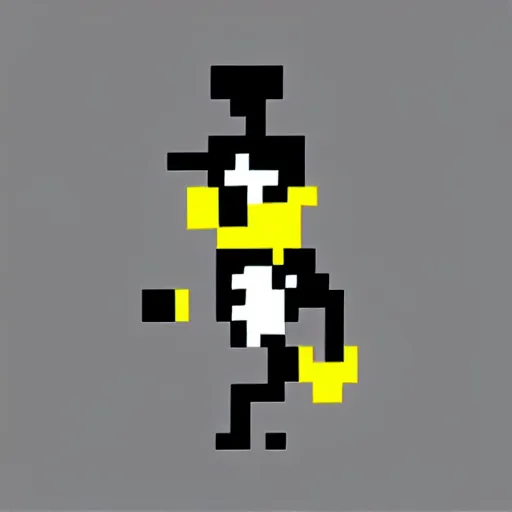 Prompt: spider wearing a top hat. pixel art. character concept.