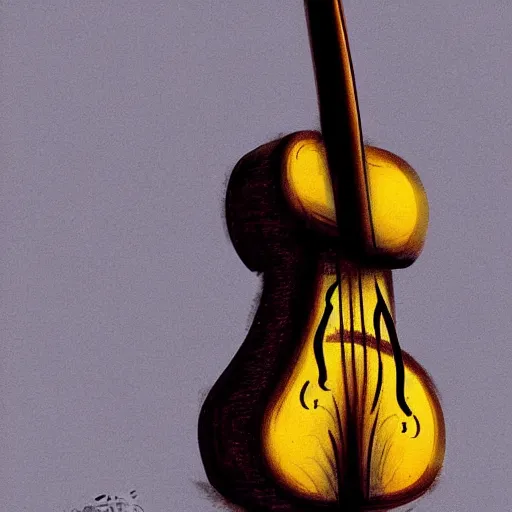 Image similar to guitar in cello shape by greg rutkowski