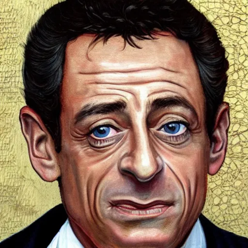 Image similar to a high quality and very detailed portrait of Nicolas Sarkozy, medieval art