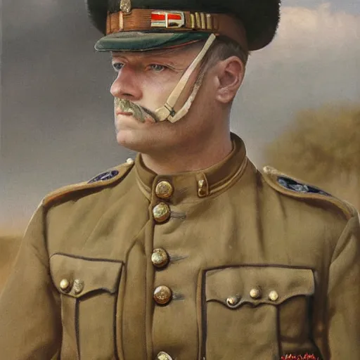 Prompt: a detailed photorealistic portrait painting of a 1 9 1 7 worried - looking british officer in field gear from the arab bureau, ultra realistic, intricate details, atmospheric, dark, brooding, highly detailed, by clyde caldwell