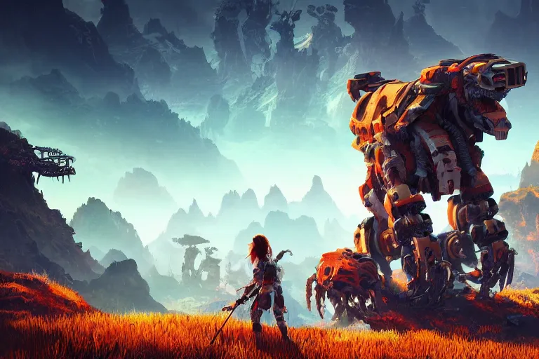 Image similar to tremortusk machine mecanical creature robot of horizon forbidden west horizon zero dawn bioluminiscence global illumination ray tracing hdr fanart arstation by ian pesty and alena aenami artworks in 4 k