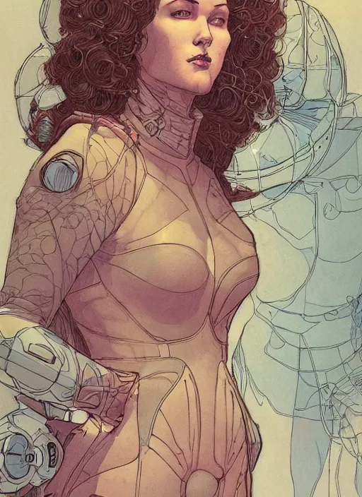 Image similar to a close up of a beautiful woman in a future space suit artwork by james jean, Phil noto and rebecca guay