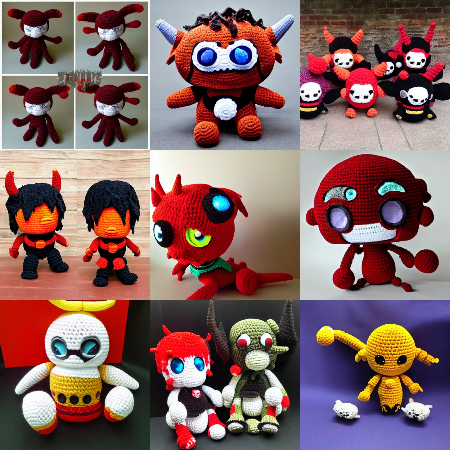 Prompt: hell demon crochet plushie