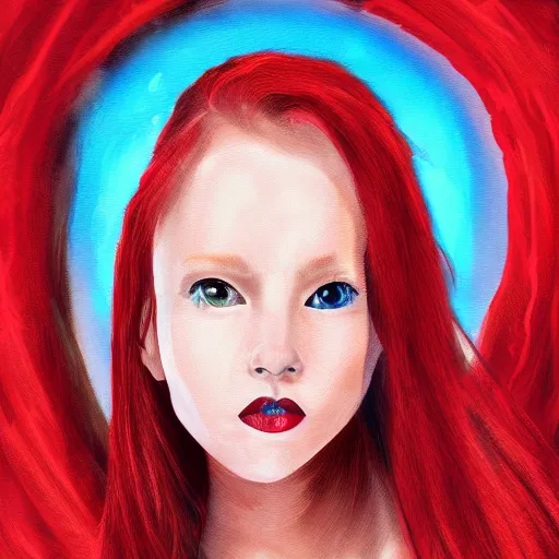 Prompt: a digital art painting of a red haired teen witch