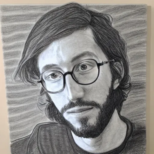 Prompt: Drawing Will Sheff from Okkervil river charcoal on canvas (2022), trending on artstation