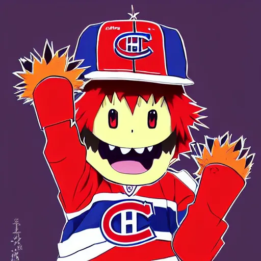 Image similar to anime Portrait of Youppi the Habs Montreal Canadiens Mascot as a very cute powerful and friendly pokemon, highly detailed anime, high evolution, 1990s, legendary, smooth, sharp focus, dynamic lighting, intricate, trending on ArtStation, illustration pokemon, art by WLOP