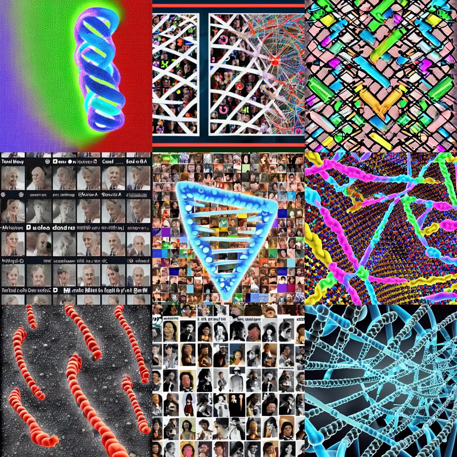 Prompt: dna made out of meme collage, memetics genetics