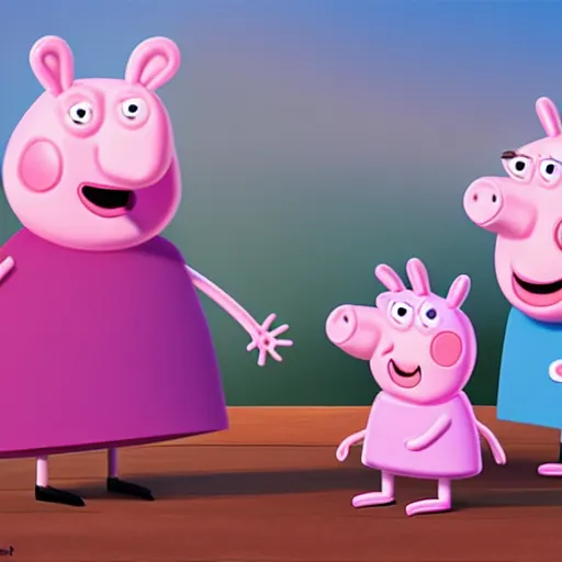 Image similar to blender 3 d rendition, peppa pig, carlos ortega elizalde, derek spears, rayn, daniel bel, ahmad merheb, tomstrzal