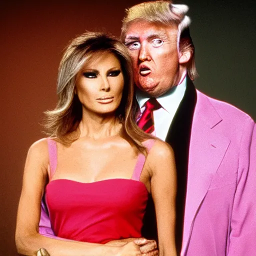 Prompt: still color donald trump and melania trump on tv show married with children 1 9 8 7 8 k, 1 5 0 mp,