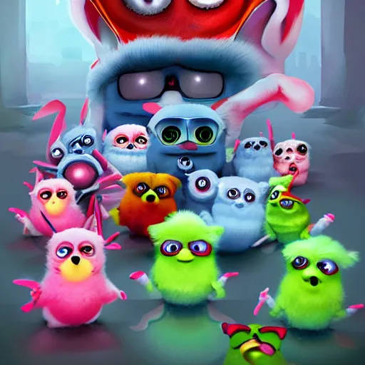 Image similar to invasion the furbies, artstation