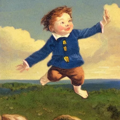 Image similar to a parson russell jumping in the air, children's illustration