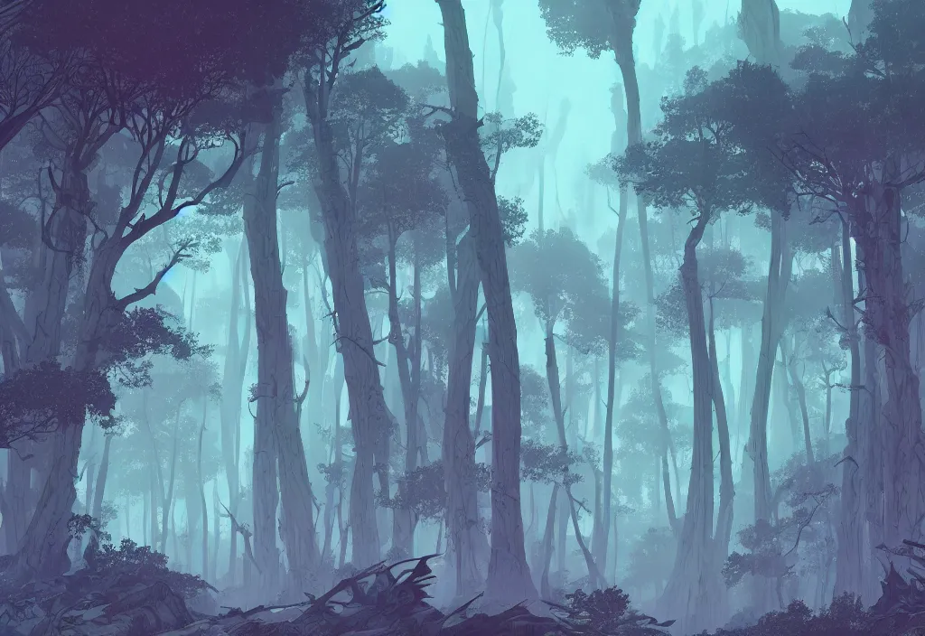 Image similar to illustration of a big and intricate forest landscape, line art, watercolor by Kilian Eng and by Jake Parker, atmospheric!! and vaporwave composition, winning-award masterpiece, fantastic, octane render, 8K HD Resolution, High quality image