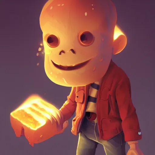 Prompt: super intelligent toasted bread smiled at me, cute pixar character, volumetric lighting, dynamic composition, fantasy, hyper detailed, ultra realistic, sharp focus, octane render, concept art by sachin teng and sergey kolesov and ruan jia and heng z