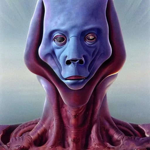 Image similar to an intelligent extraterrestrial, painted by wayne douglas barlowe