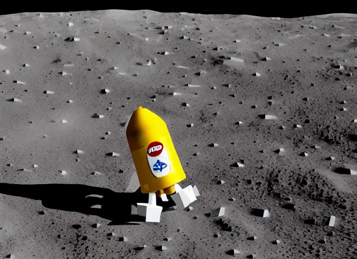 Image similar to a Lego rocket landing on the Moon