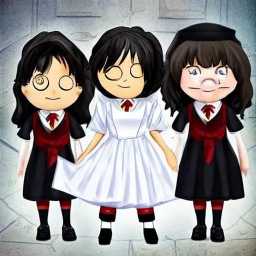 Image similar to Harry Potter in a maid’s uniform