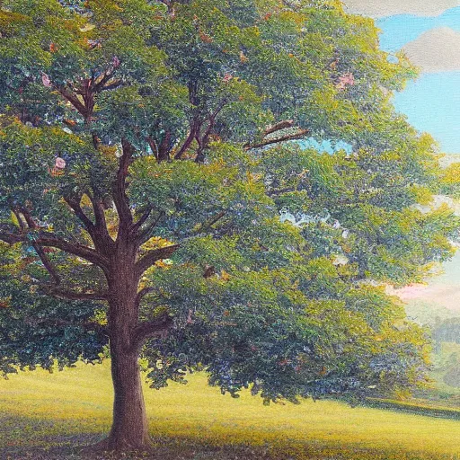 Prompt: a beautifully detailed romantic painting of a tree. A Masterpiece in the style of Runge and Koch