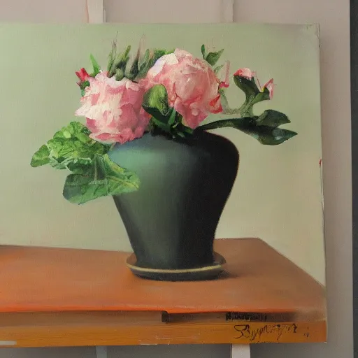 Image similar to smooth transition from landscape to still life, inpainting