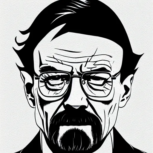 Prompt: walter white drawn by meatcanyon, scary
